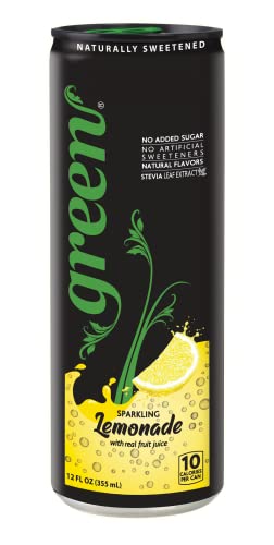 Green Lemonade - No Added Sugar, 6% Real Lemon Juice, 10 Calories Per Can, Naturally Sweetened With 100% Stevia Leaf Extract, Ca