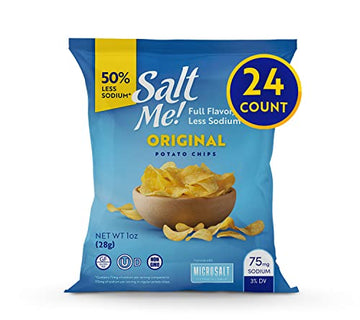 Saltme! Original Better For You Potato Chips - 24Ct 1Oz Bags - 50% Less Sodium, Kosher, Healthier Snack Pack- Best Full Flavor, Non-Gmo, Gluten Free - Less Sodium, Same Flavor.