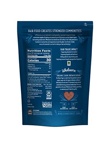 Wholesome Sweeteners Fair Trade Organic Dark Brown Sugar, 24 Ounce Pouch