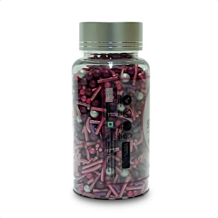 Confect Cake Decorating Sprinkles Mix – Pink & Purple Jimmies with Pearl Sugar Balls – Vegan, Gluten-Free – 4.2 Oz