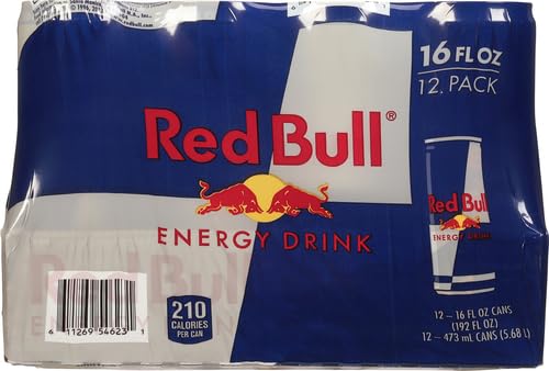 Red Bull Energy Drink, 151mg Caffeine, Taurine & B Vitamins, 16 Fl Oz, 12 Pack, Model RB33049