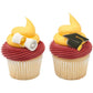 NCS Graduation Cap and Scroll Edible Sugar Cake Toppers, 12 Count, Black/White/Gold, 1.55 x 0.95 inches, Sugar Material