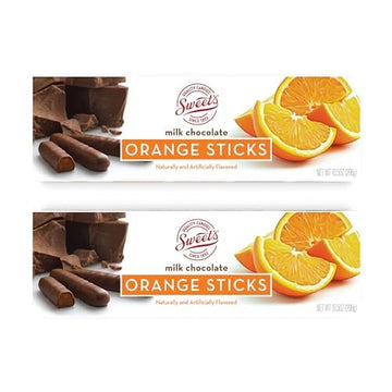 Sweet Candy Company Milk Chocolate Orange Sticks - Gourmet Chocolate Covered Sticks, Chocolate Fruit Flavored Sticks, Gift Idea 