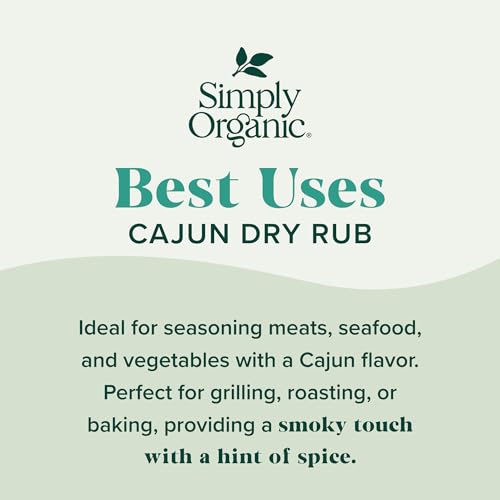 Simply Organic Cajun Dry Rub  Vegan Friendly  Kosher  USDA Certified Organic  Gluten Free & Non-GMO  0.88 Ounce (Pack of 12)