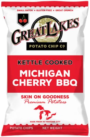 Kettle Cooked Potato Chips by SUPERDEALS | Michigan Cherry BBQ | 1.375 Oz Bag | Value Pack of 12 with Bonus Gift