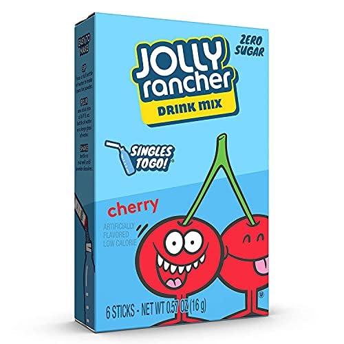 Jolly Rancher Singles-To-Go Sugar Free Drink Mix, Cherry, 0.57 oz (Pack of 3), Green