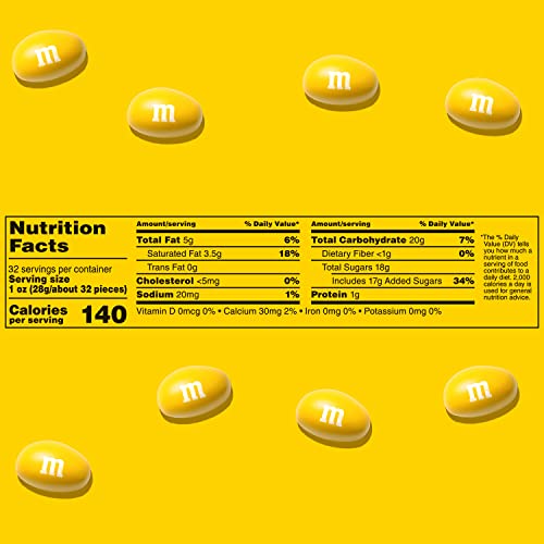 M&Ms Peanut Yellow Chocolate Candy - 2Lbs Of Bulk Candy In Resealable Pack For Candy Buffet, Birthday Parties, Theme Meetings, C