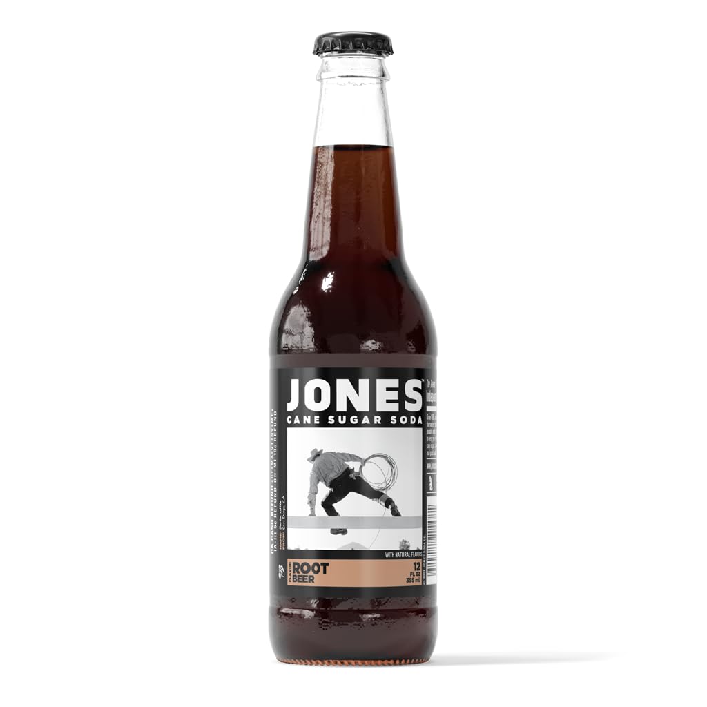 One(1) Single Bottle - Jones Soda Co. Root malt-inspired Soda Flavor | 100% Cane Sugar Soda | Craft Soda Pop | Soda Soft Drinks | Glass Bottle Soda
