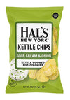Hal's New York Kettle Cooked Gluten Free Sour Cream & Onion Flavored Potato Chip Crisps, 2 Oz (Pack of 6)
