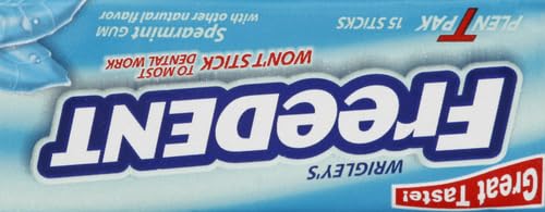 Wrigleys Freedent Gum Plen T Packs, Spearmint, 15 ct
