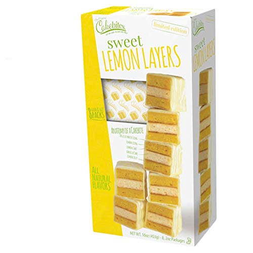 COOKIES UNITED Cakebites Snack, Sweet Lemon Layers, 8 Pack of 3 Cookies, 2 Ounce