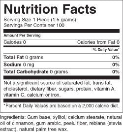 Peelu Cinnamon Sass Chewing Gum With Xylitol 100 Ct