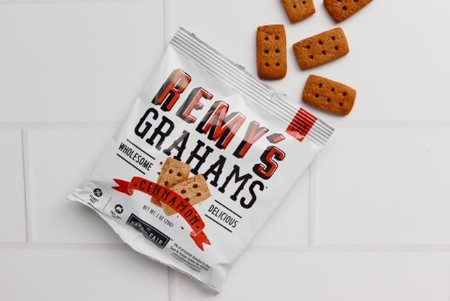 Safe + Fair Remys Cinnamon Grahams 24ct - Wholesome Healthy Snacks - Bite-Sized Whole Grain Treats - Single-Serve Pouches for S