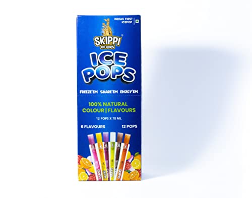 Skippi Icepops Natural Ice Popsicles (Lemon, Mango, Orange, Raspberry, Bubblegum and Cola) - 12 x 70 ml