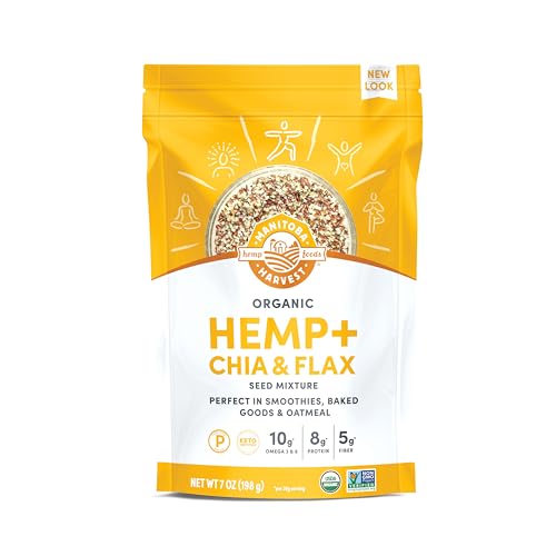 Manitoba Harvest Organic Hemp And Chia And Flax, 7 Oz, 8G Plant Based Protein, 5G Of Fiber Per Serving, Vegan, Keto, Paleo, Omega 3 & 6, Superseed Blend For Smoothies, Baking