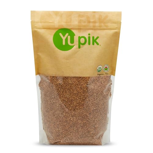 Yupik Organic Golden Flax Seeds, 2.2 lb (35.2 oz), Pack of 6, Gluten-Free, Non-GMO, Kosher, Raw Seeds, Excellent Source of Fiber