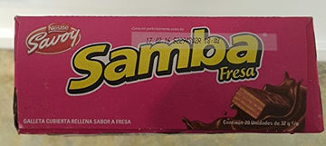 Samba Fudge Covered Wafer Filled with Strawberry, 20 units of 32gr/1.12oz