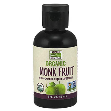NOW Foods, Certified Organic Monk Fruit Liquid, Zero-Calorie Liquid Sweetener, Non-GMO, Low Glycemic Impact, 2-Ounce