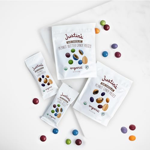Justin's Dark Chocolate Peanut Butter Candy Pieces, 4.5oz - Organic, Gluten Free, Non-GMO, Rainforest Alliance Certified