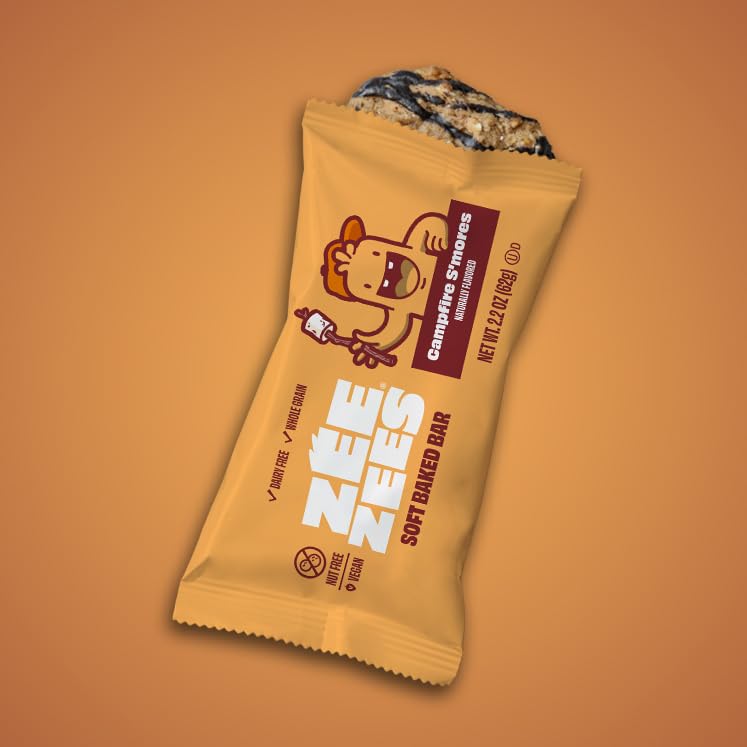 Zee Zees Campfire Smores Soft Baked Snack Bars, 2.2 oz, 24 pack, Nut Free, Whole Grain, Safe for School, On-The-Go, Kosher, All