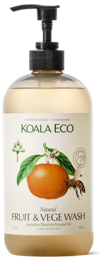 Koala Eco Natural Fruit & Vegetable Wash - Plant-Based, Eco-Friendly - with Australian Mandarin Essential Oil - 16oz