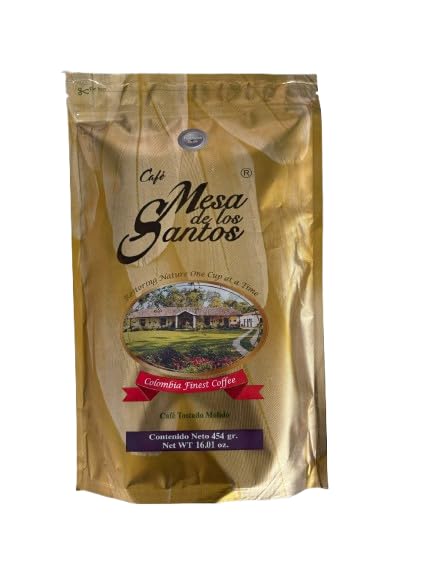 MESA DE LOS SANTOS Colombian Ground Coffee, Medium Roast, Organic, 16 Ounce Bag