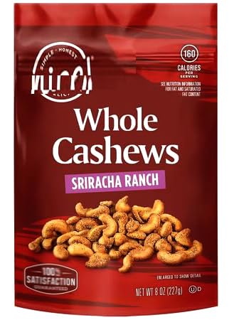 Generic Sriracha Ranch Cashews - Hot Spicy Seasoned Snack, 8oz Bag, Low Carb Keto Friendly, Whole Roasted Nuts