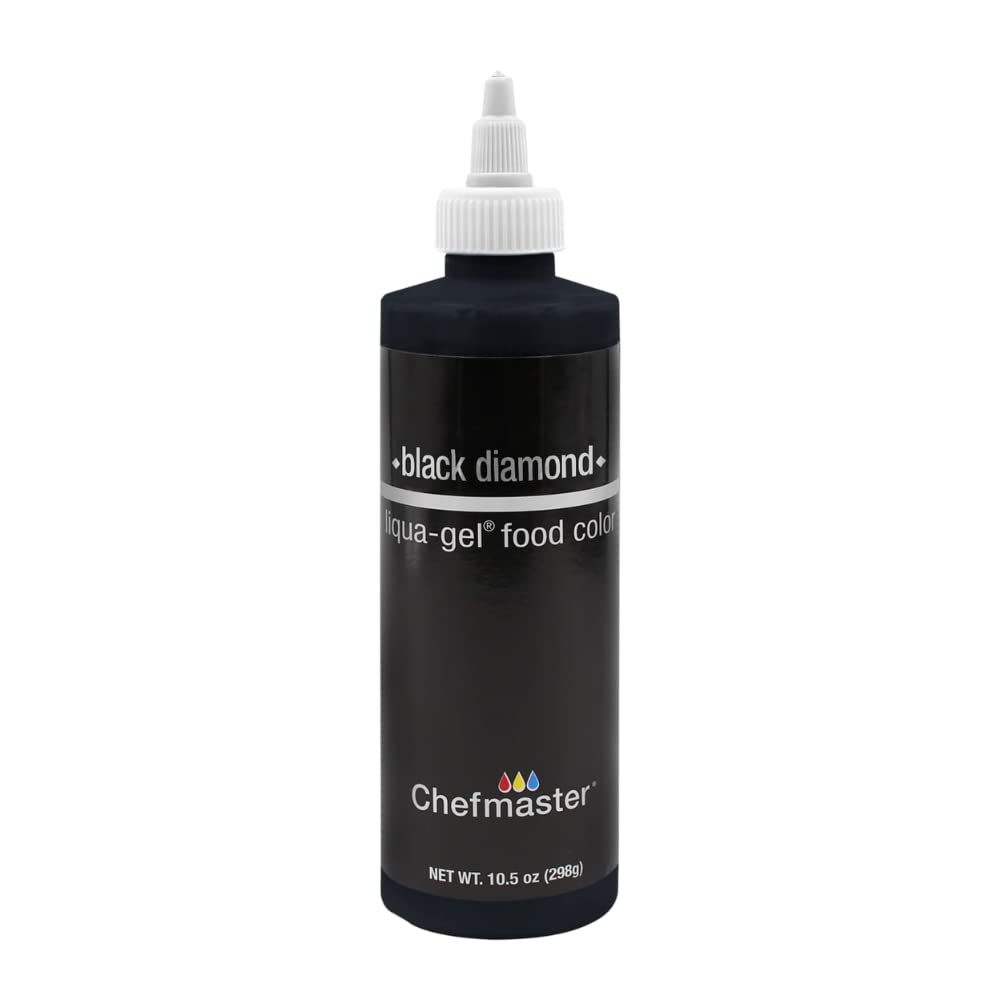 Chefmaster Black Diamond Liqua-Gel® Food Coloring | Vibrant Color | Professional-Grade Dye For Icing, Frosting, Fondant | Baking & Decorating | Fade-Resistant | Easy-To-Use | Made In Usa | 10.5 Oz