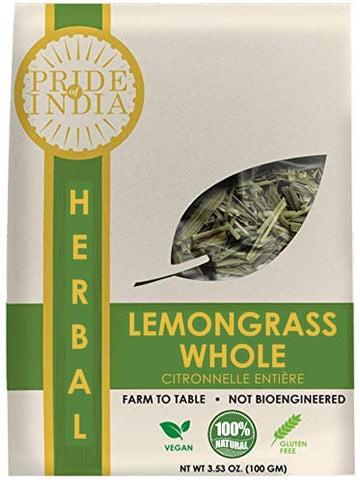Pride Of India - Natural Dry Indian Lemongrass Herb  353Oz (100Gm) Full Leaf - Certified And Authentic Indian Herb - Perfect For