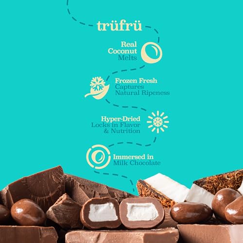 Tru Fru Real Coconut Melts Hyper-Dried Fresh In Milk Chocolate, Premium Gourmet Freeze Dried Fruit Snack, 4.2 Oz (Pack Of 6)