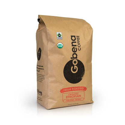 5lb Fair Trade Organic Certified Ethiopian Yirgacheffe Ground Dark Roast Coffee, 100% Arabica Specialty Coffee, 80 ounces, 5 pou