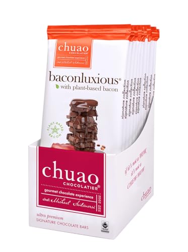 Chuao Chocolatier Baconluxious Chocolate With Plant-Based Bacon Milk Chocolate Bars | Gourmet Chocolate Artisan European No Preservatives | For Gift Baskets, Christmas, Valentines Day, Gifts For Women, Men, Birthday, Thank You, Care Package | 12 Pack