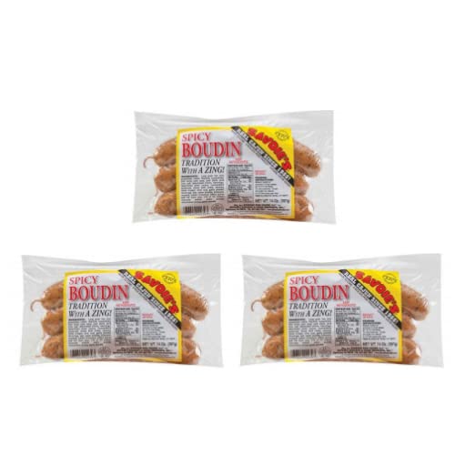 Savoies Spicy Boudin (Pack Of 3) - Flavorful Cajun Delight, Authentic Louisiana Cajun Boudin - Perfect Spice and Flavor to Every