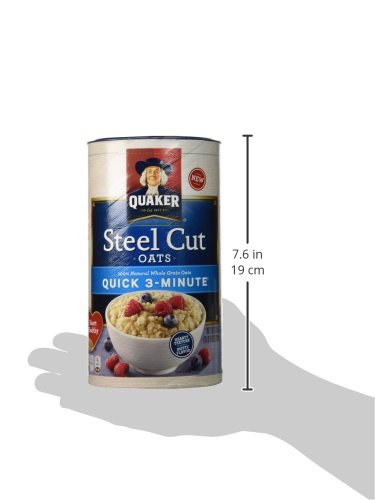 Quaker Quick 3-Minute Steel cut Oats 25oz canister (Pack of 4) by Quaker