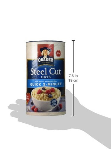 Quaker Quick 3-Minute Steel Cut Oats 25oz Canister (Pack of 4) by Quaker