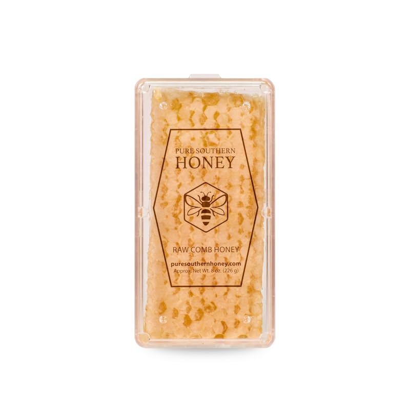 Pure Southern Honey 100% Raw Edible Honeycomb - Unheated, Non-GMO, All-Natural, 7 oz