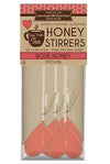 Hard Candy Cute Heart Rose Pink Honey Dipper Lollipops On Wooden Ball Sticks 4 Count Bag