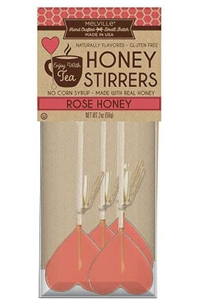 Hard Candy Cute Heart Rose Pink Honey Dipper Lollipops On Wooden Ball Sticks 4 Count Bag