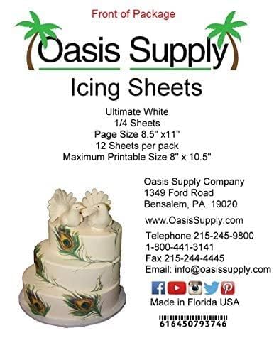 Oasis Supply Ultra Flexible Icing Sheets, Frosting Sheets, 8.5 x 11, 12 Count, Made in the USA