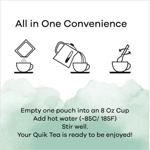 QuikTea Mint Ginger Chai Tea Latte Powder - 10 Count Single Box - All Natural & Preservative Free Instant Chai Tea Mix - Just Ad