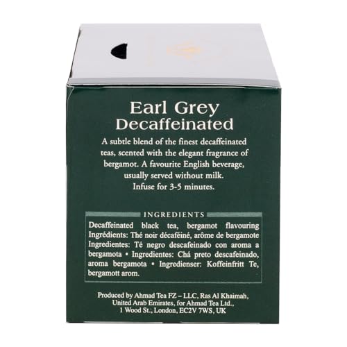 Ahmad Tea Decaffeinated Earl Grey Tea, 20-Count Boxes, 8.4 oz, Pack of 6, Earl Grey Decaf