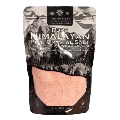 The Spice Lab Pink Himalayan Salt - Sea Salt (Fine) - 1 lb Bag - All Purpose Cooking & Table Salt - Non GMO Kosher Sea Salt - Nu