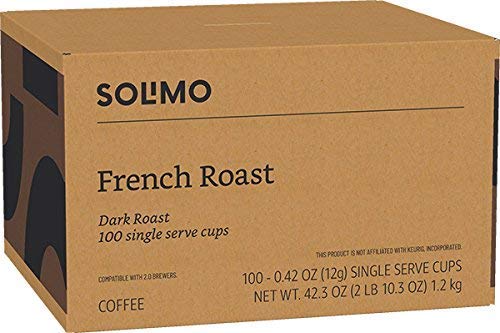 large online retailer Brand - Solimo Dark Roast Coffee Pods, French Roast, Compatible with Keurig 2.0, 100 Count