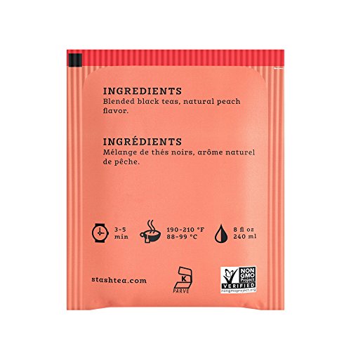 Stash Tea Peach Black Tea, Box Of 100 Tea Bags (Packaging May Vary)