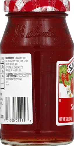 Smuckers Strawberry Jelly, Made With Real Fruitjuice, 12 Oz Glass Jar (Pack Of 1)