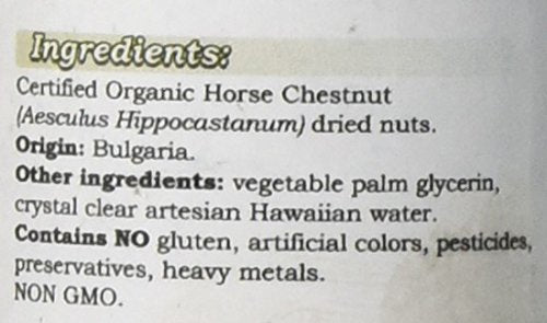Hawaii Pharm Organic Horse Chestnut Glycerite Liquid Extract 2 Fl Oz