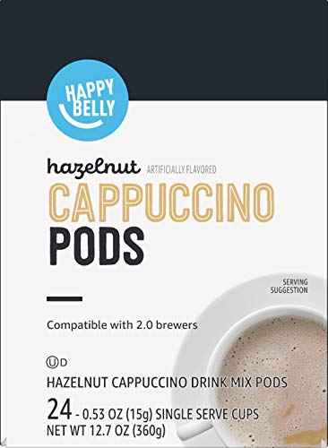 Happy Belly Light Roast Coffee Pods | Hazelnut Flavored | K-Cup Compatible | 24 Count | Pack of 2