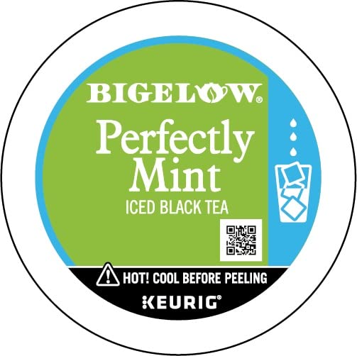 Bigelow Tea Unsweetened Perfectly Mint Iced Black Tea Keurig K Cup Pods, Caffeinated Tea Keurig Tea Pods, 10 Count Box (Pack Of