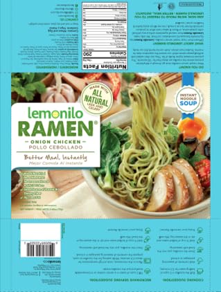 Lemonilo Ramen - Onion Chicken Soup - Healthy Instant Oven Baked Noodles - 2.65 Oz - All-Natural Ingredients - Single Pack