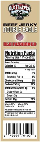 LYZAS SWEETS &   Old Trapper Double Eagle Beef Jerky Gift Set - 10.5 oz (Pack of 2) with Bonus Magnet - Old Fashioned & Spicy